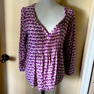 Purple and white Anthropologie flowing shirt